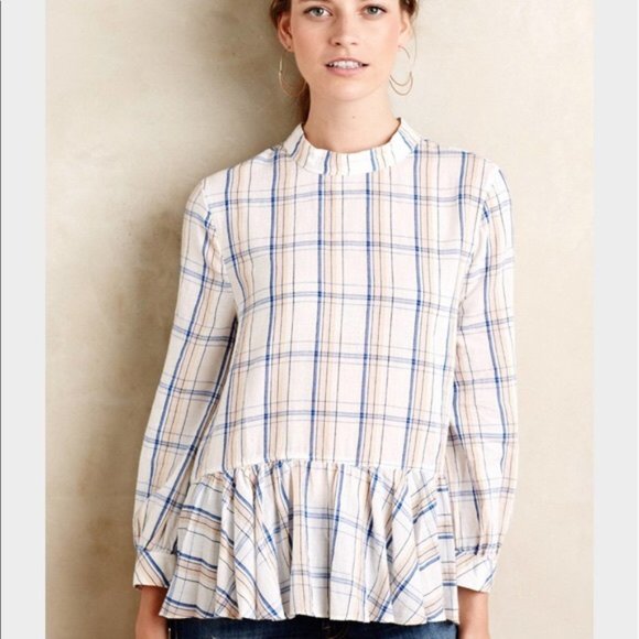 Maeve Tops - Maeve Plaid Peplum blouse